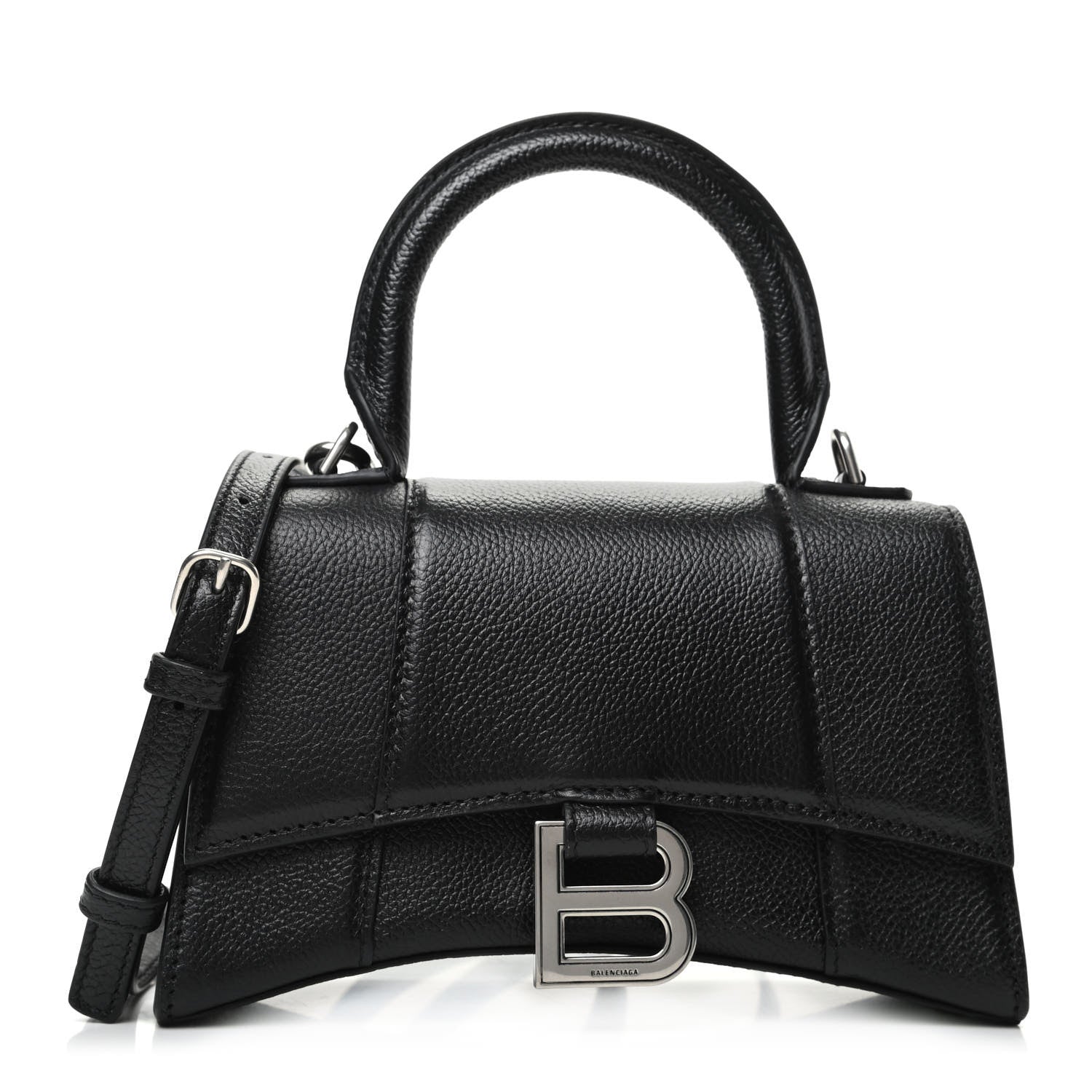 Balenciaga Grained Calfskin Hourglass Top Handle Bag XS Black 1 of 8