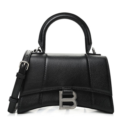 Balenciaga Grained Calfskin Hourglass Top Handle Bag XS Black 1 of 8