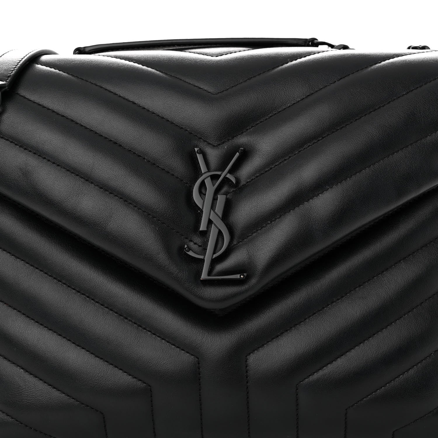 Saint Laurent Calfskin Y Quilted Monogram Monochrome Medium Loulou Chain Satchel Black 7 of 9