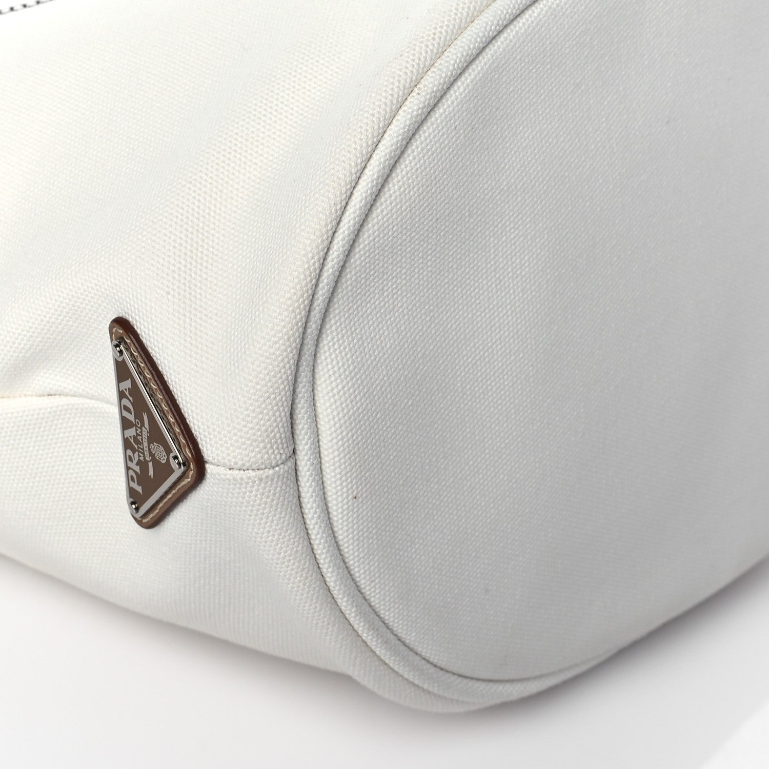 Prada Canapa Logo Bucket Tote White 10 of 11