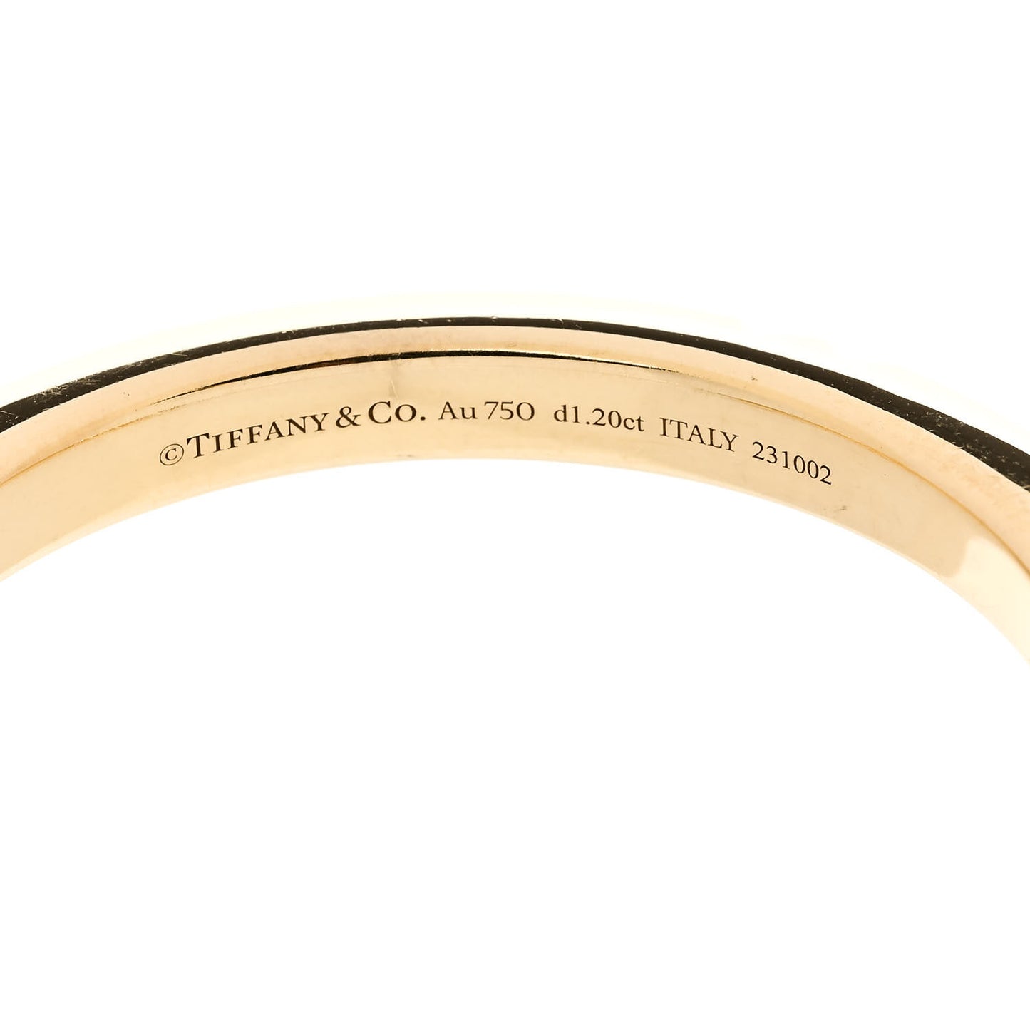 18K Yellow White Gold Diamond Tiffany Lock Half Pave Bangle Bracelet