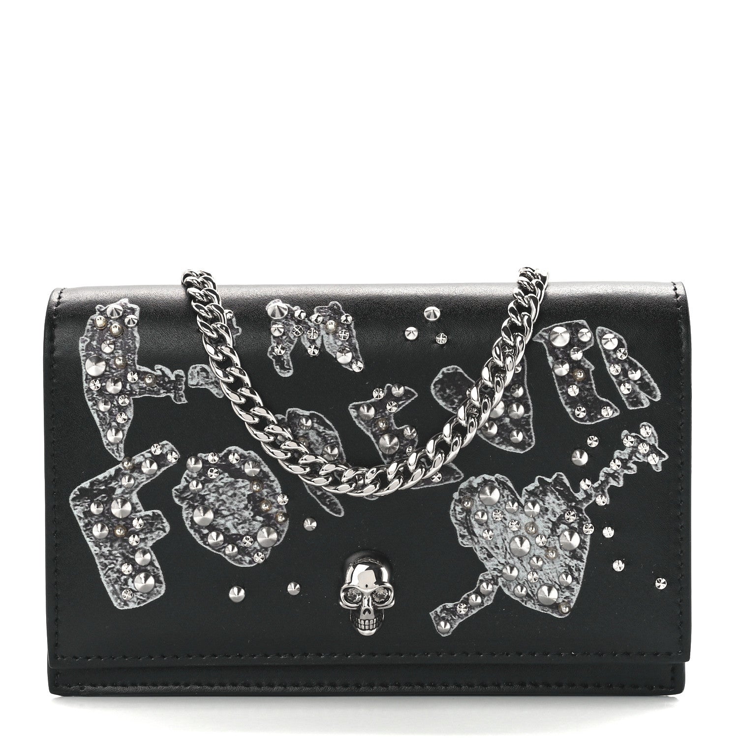 Alexander McQueen Calfskin Embellished Skull Mini Shoulder Bag Black 1 of 12
