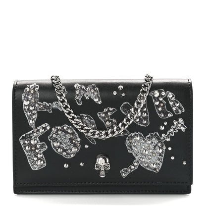 Alexander McQueen Calfskin Embellished Skull Mini Shoulder Bag Black 1 of 12
