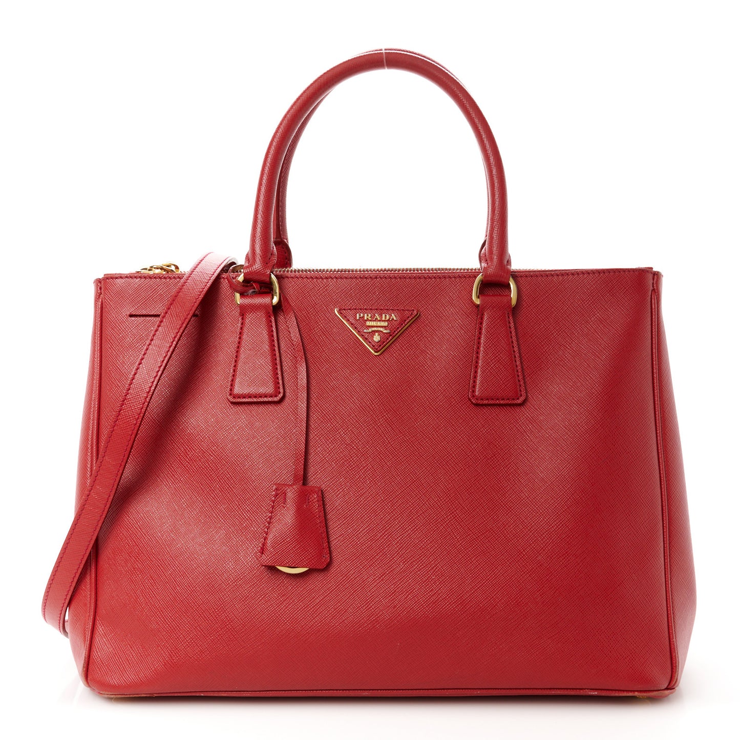 Saffiano Medium Galleria Double Zip Tote Fuoco