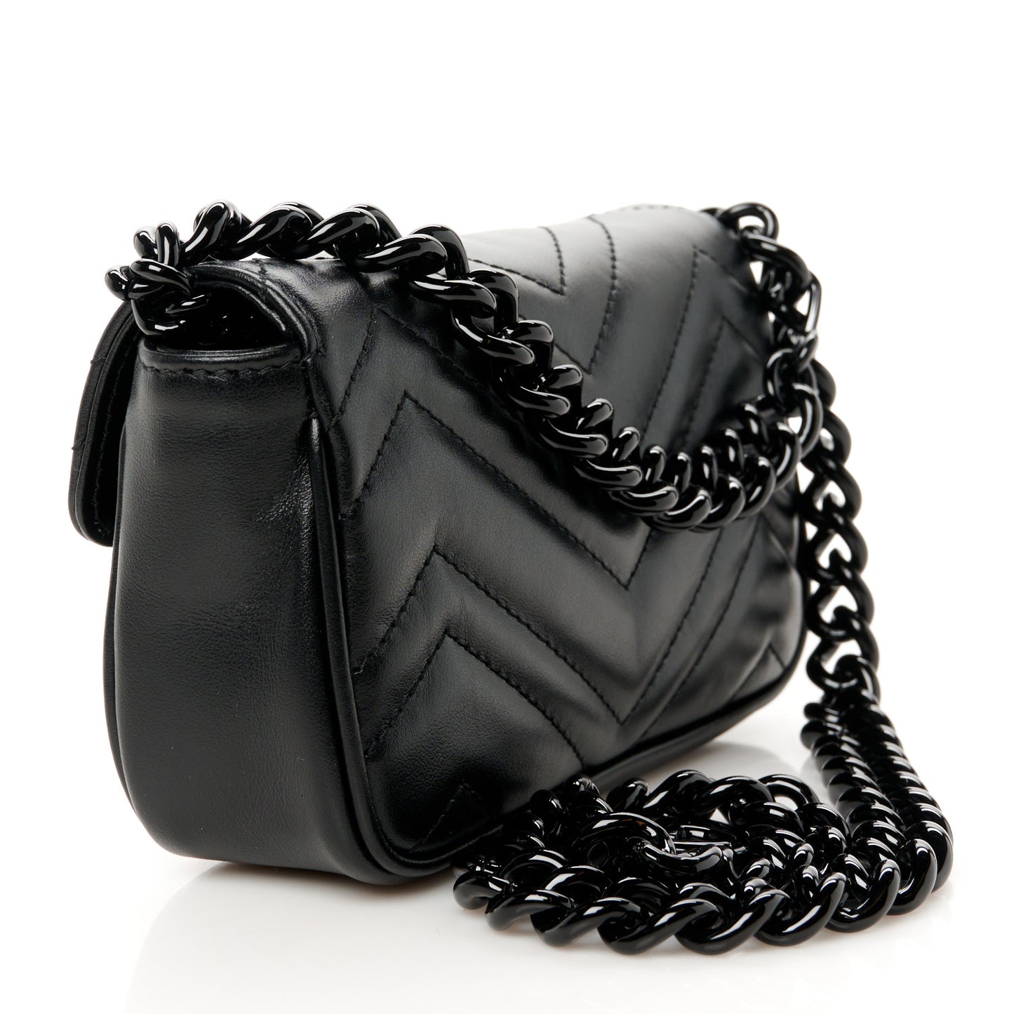 Calfskin Matelasse Monochrome GG Marmont Chain Belt Bag Black