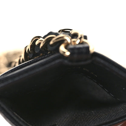 Chanel Lambskin Quilted Camellia Bow Card Holder On Chain Black 4 of 7