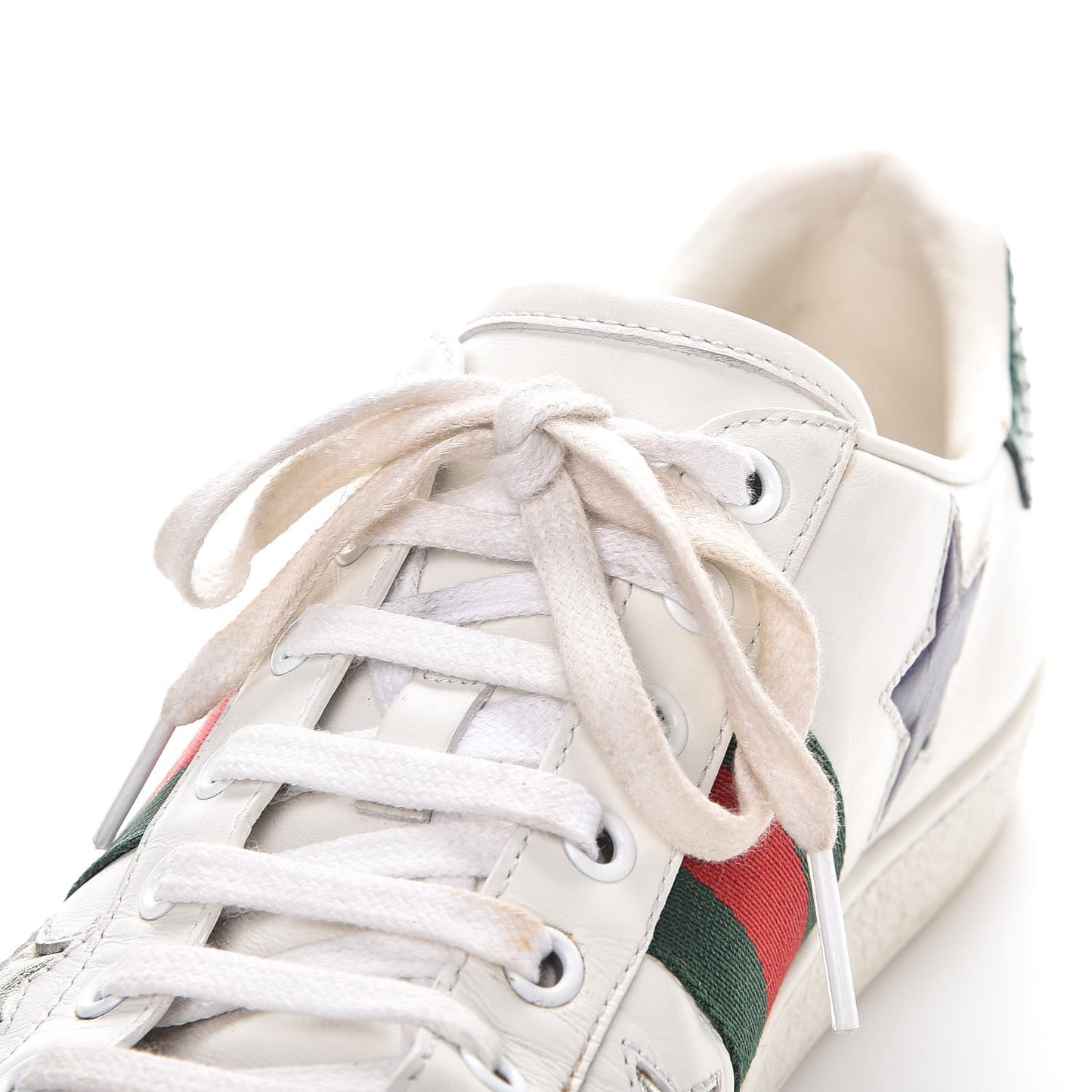 Calfskin Ayers Web Star Embroidered Womens Ace Sneakers 39 White Multi