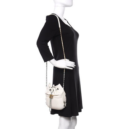 Chanel Aged Calfskin Quilted Small Gabrielle Bucket White 2 of 10