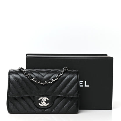 Chanel Caviar Chevron Quilted Mini Rectangular Flap Black 11 of 11
