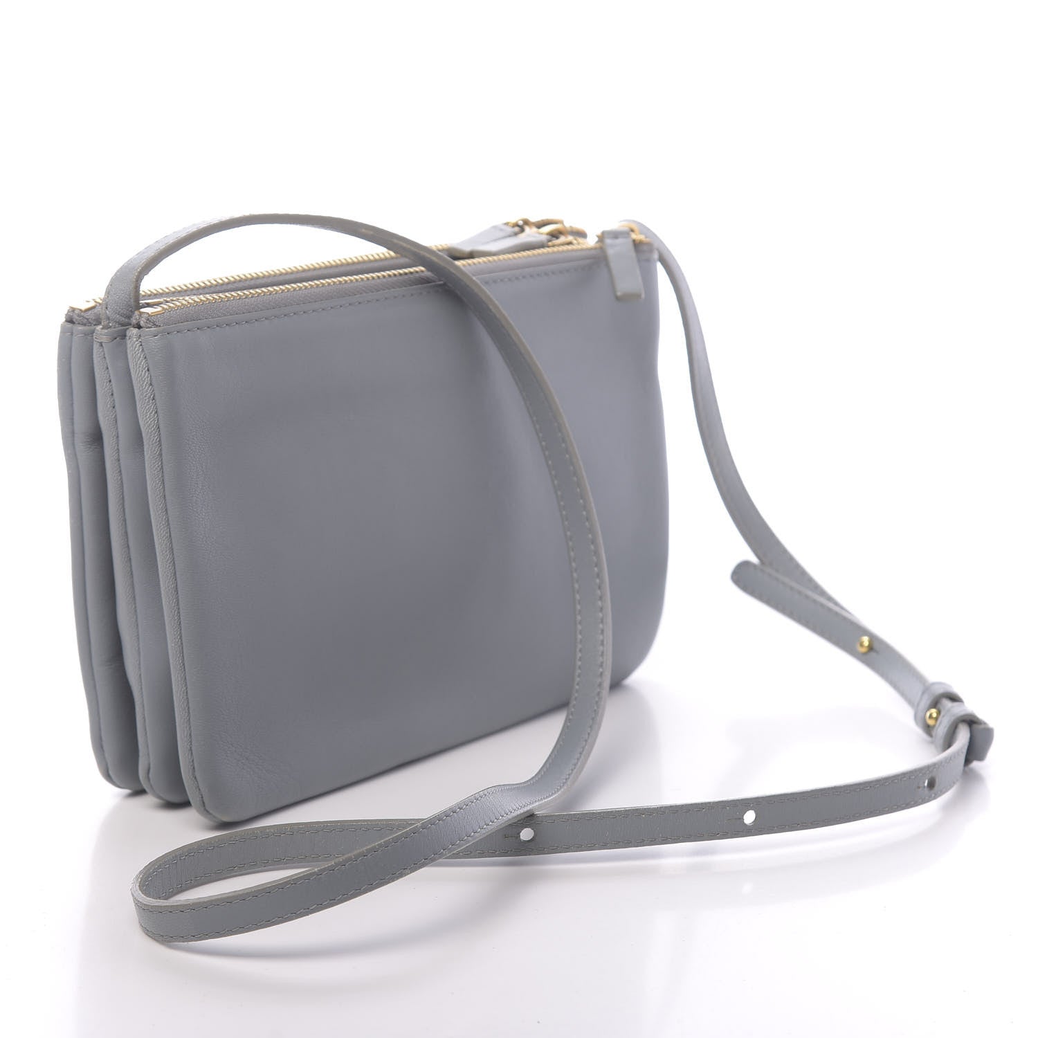 Celine Lambskin Small Trio Crossbody Bag Storm 3 of 13