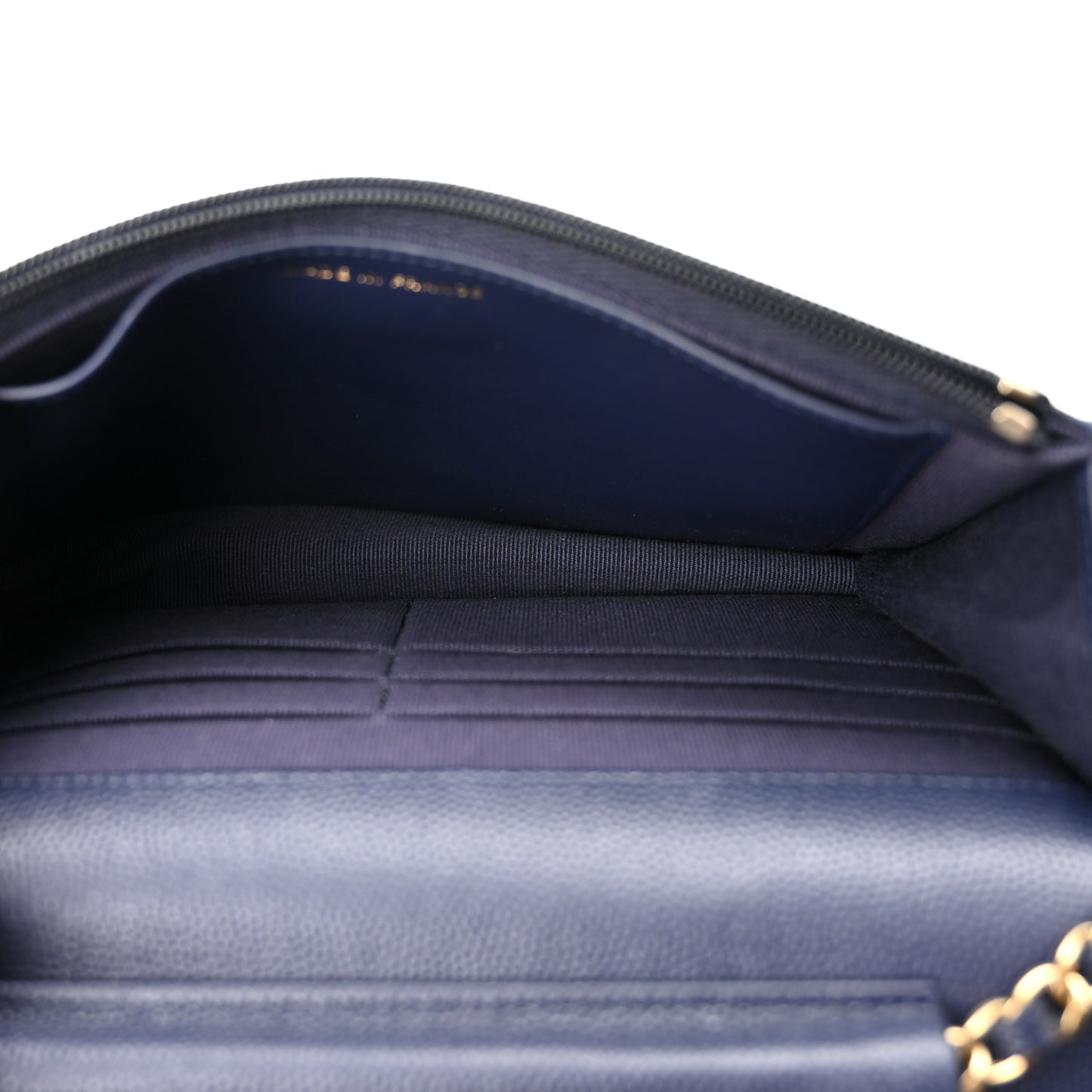Caviar Quilted Wallet On Chain WOC Navy Blue