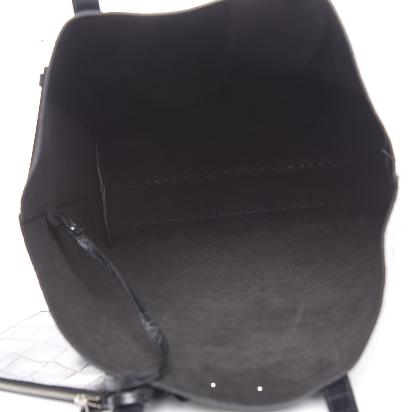 Calfskin Crocodile Embossed Bold Shopper Tote Black