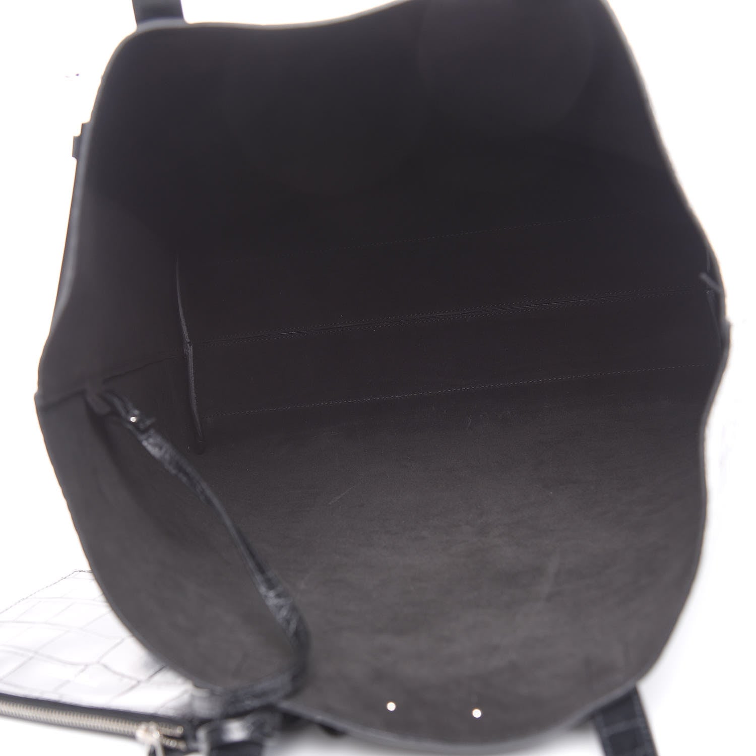 Saint Laurent Calfskin Crocodile Embossed Bold Shopper Tote Black 6 of 12