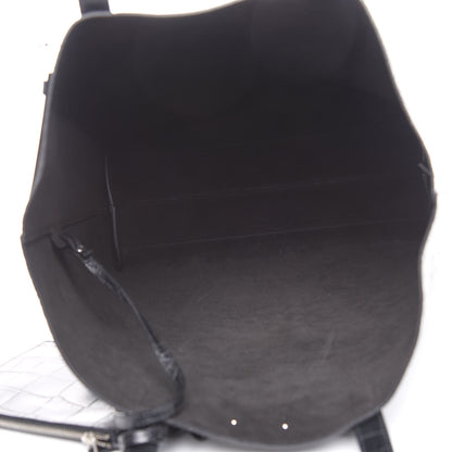Saint Laurent Calfskin Crocodile Embossed Bold Shopper Tote Black 6 of 12