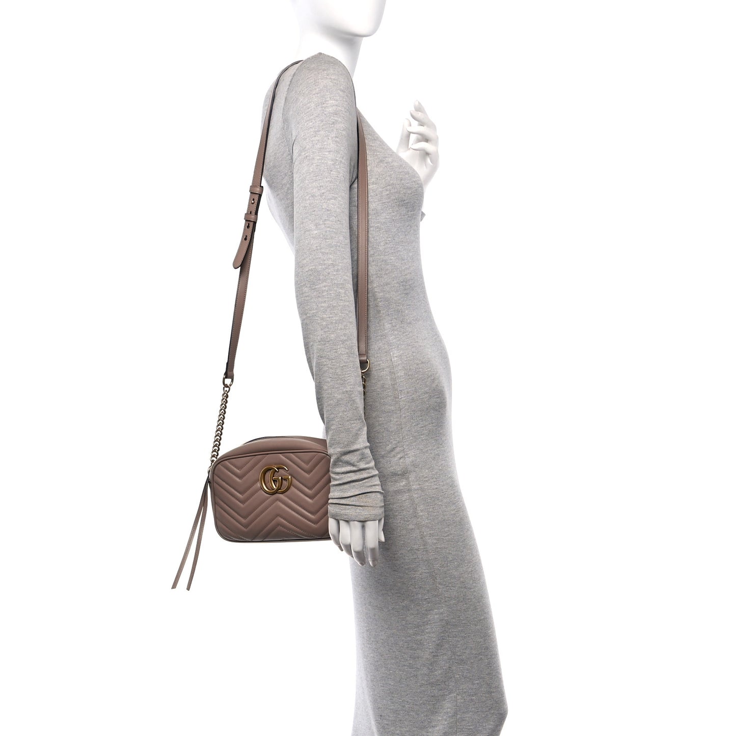 Calfskin Matelasse Small GG Marmont Chain Shoulder Bag Porcelain Rose