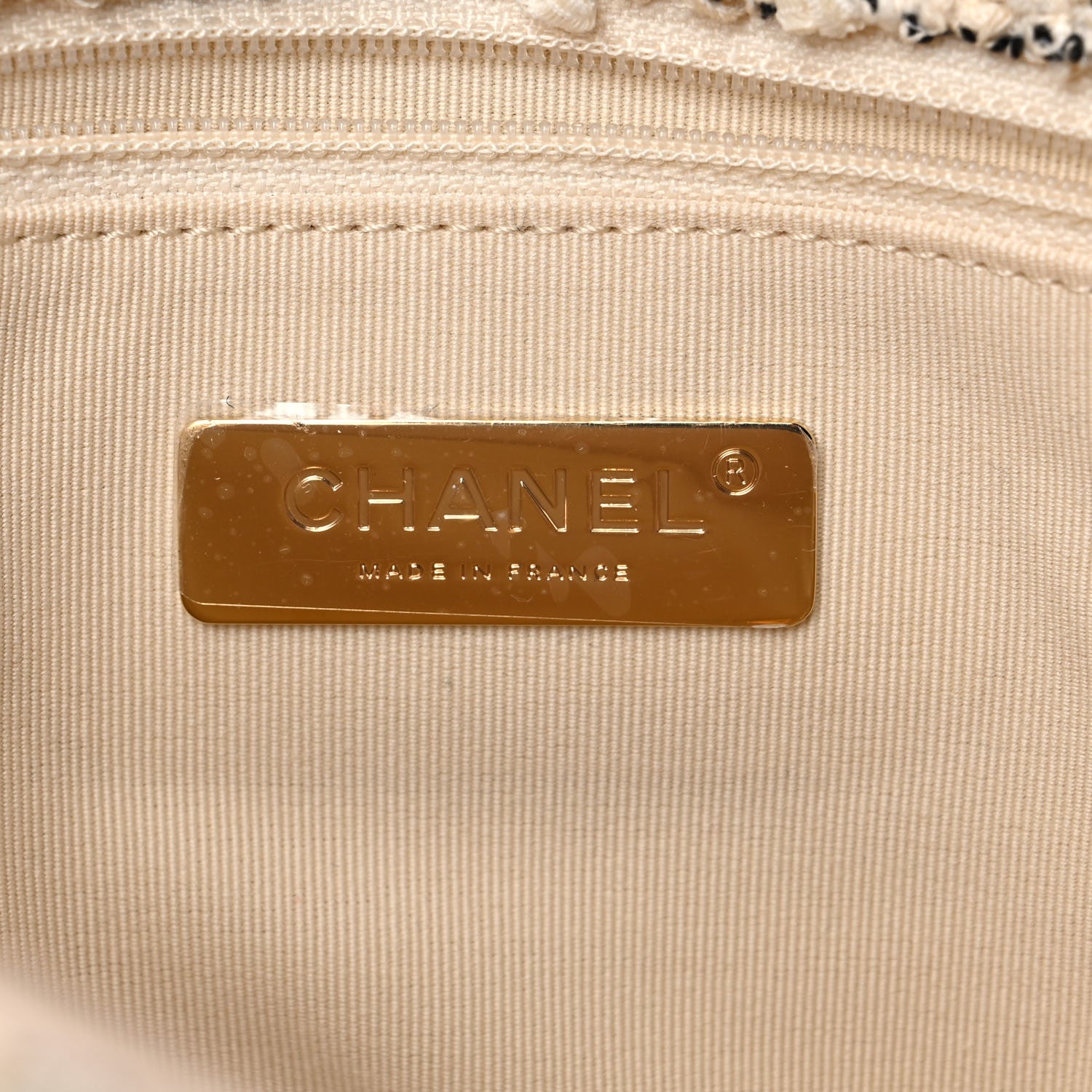 Chanel Tweed Quilted Large Chanel 19 Flap Ecru Black 6 of 10