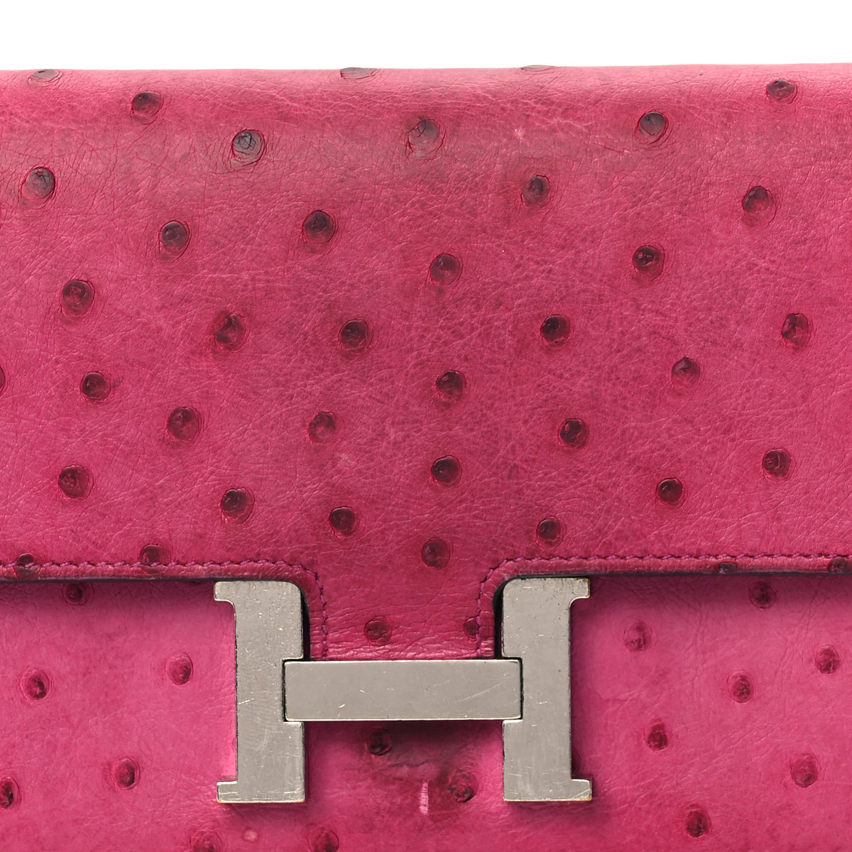 Ostrich Constance Long Wallet Rose Poupre
