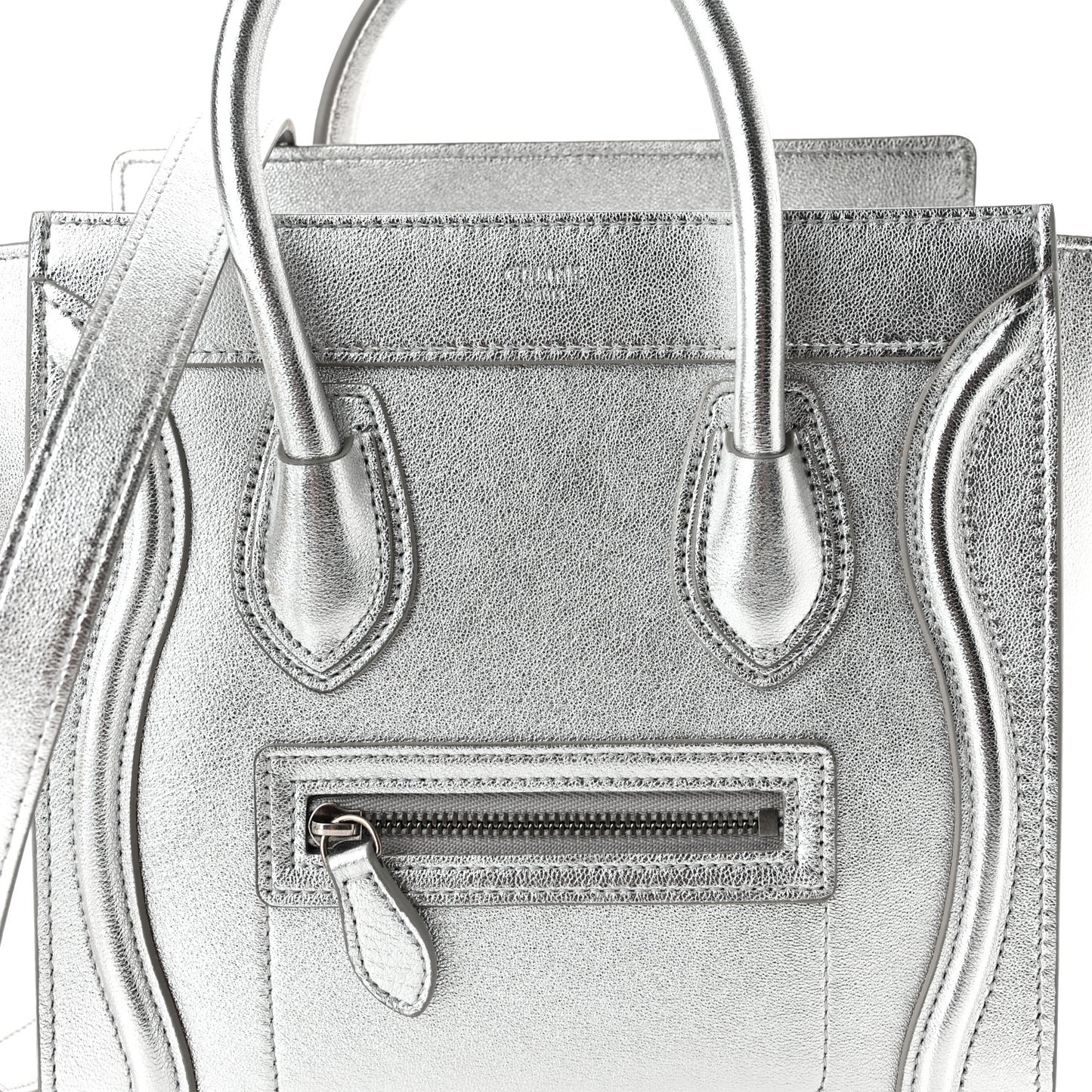 Laminated Lambskin Nano Luggage Silver