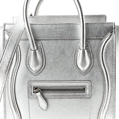 Celine Laminated Lambskin Nano Luggage Silver 9 of 12