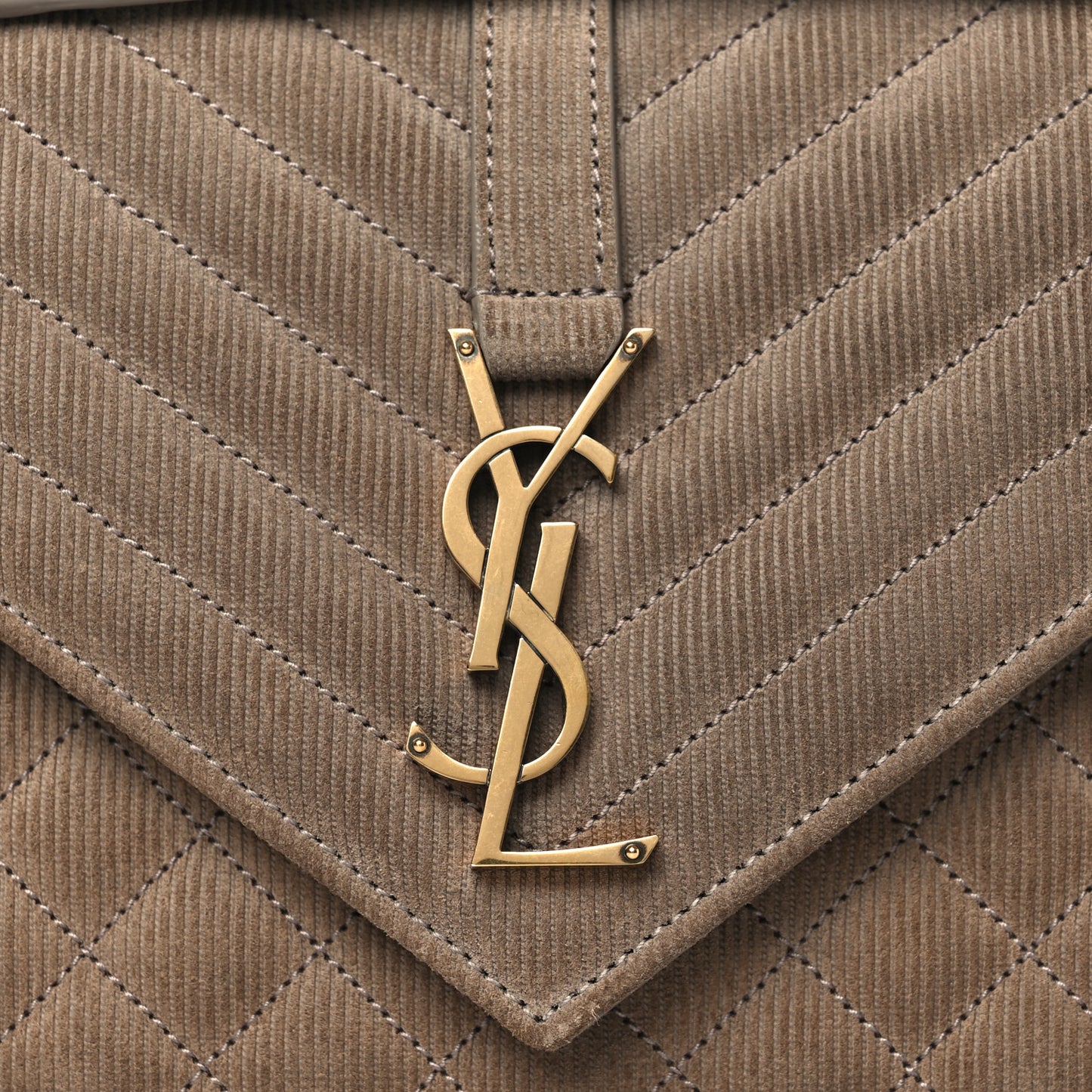 Canvas Calfskin Mixed Matelasse Triquilt Medium Monogram Satchel Beige