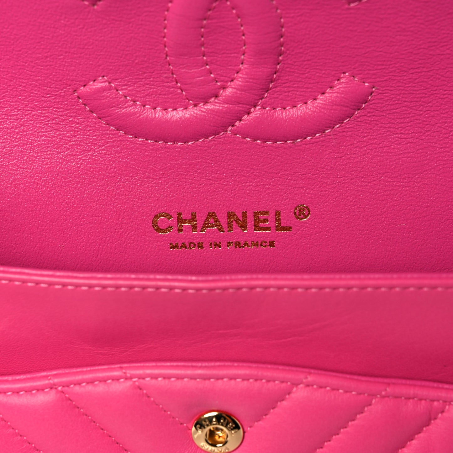 Lambskin Chevron Quilted Medium Double Flap Pink