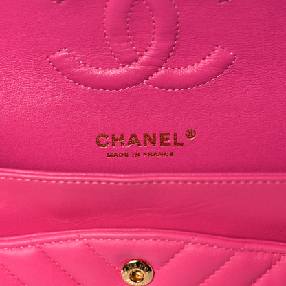 Chanel Lambskin Chevron Quilted Medium Double Flap Pink 6 of 18