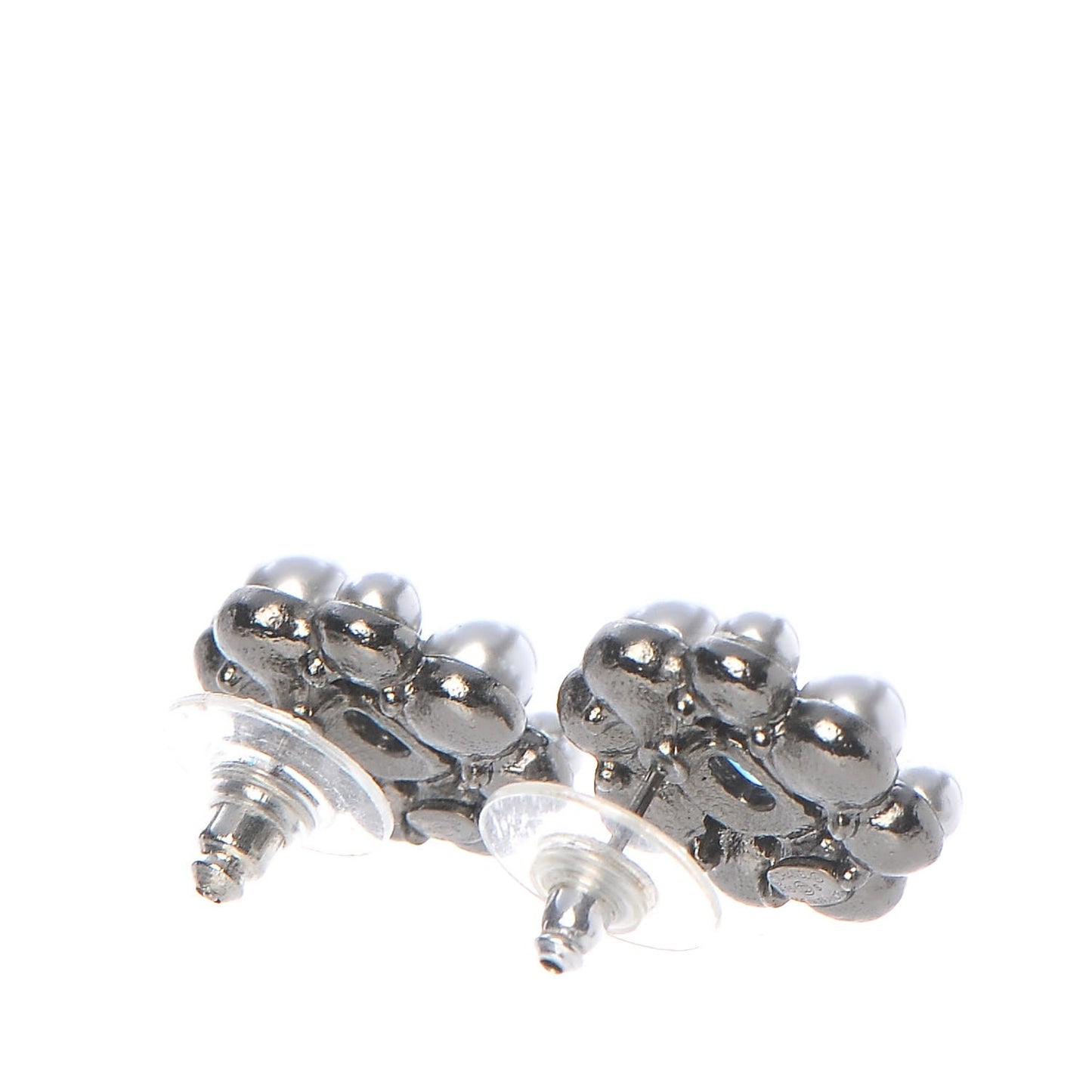 Pearl Crystal CC Earrings Ruthenium