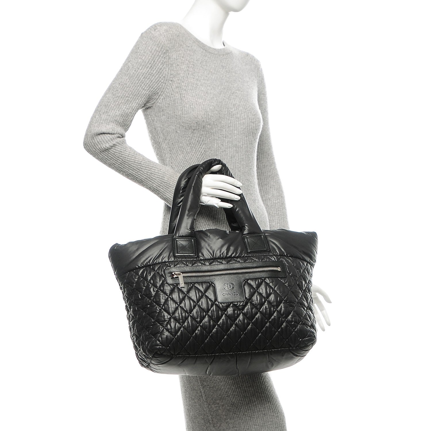 Chanel Nylon Quilted Large Coco Cocoon Tote Black 2 of 8