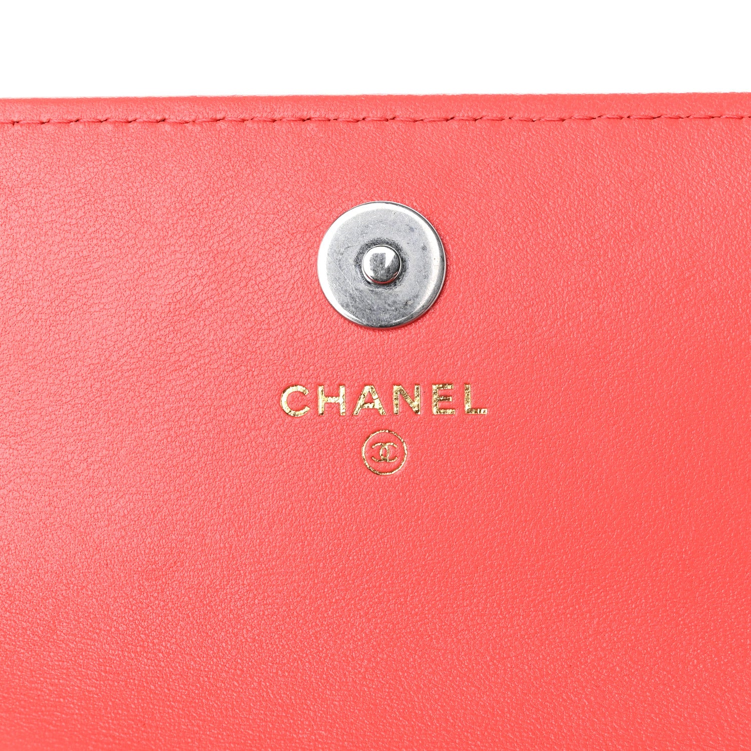Chanel Lambskin Quilted Chanel 19 Flap Phone Holder With Chain Coral 5 of 10