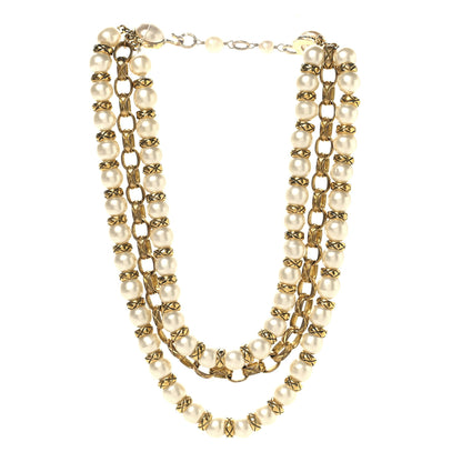 Chanel Pearl Chain Choker Necklace Gold 3 of 9