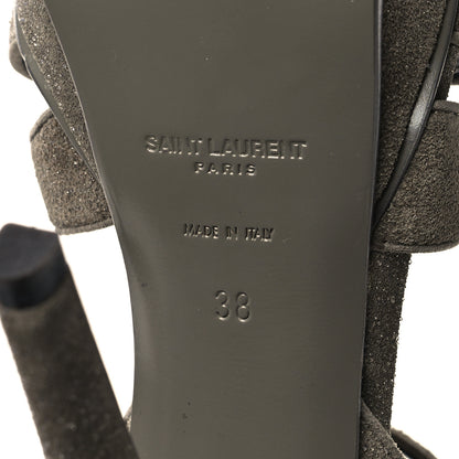 Saint Laurent Glitter Effect Calfskin Tribute 105 Platform Sandals 38 Gray 7 of 8