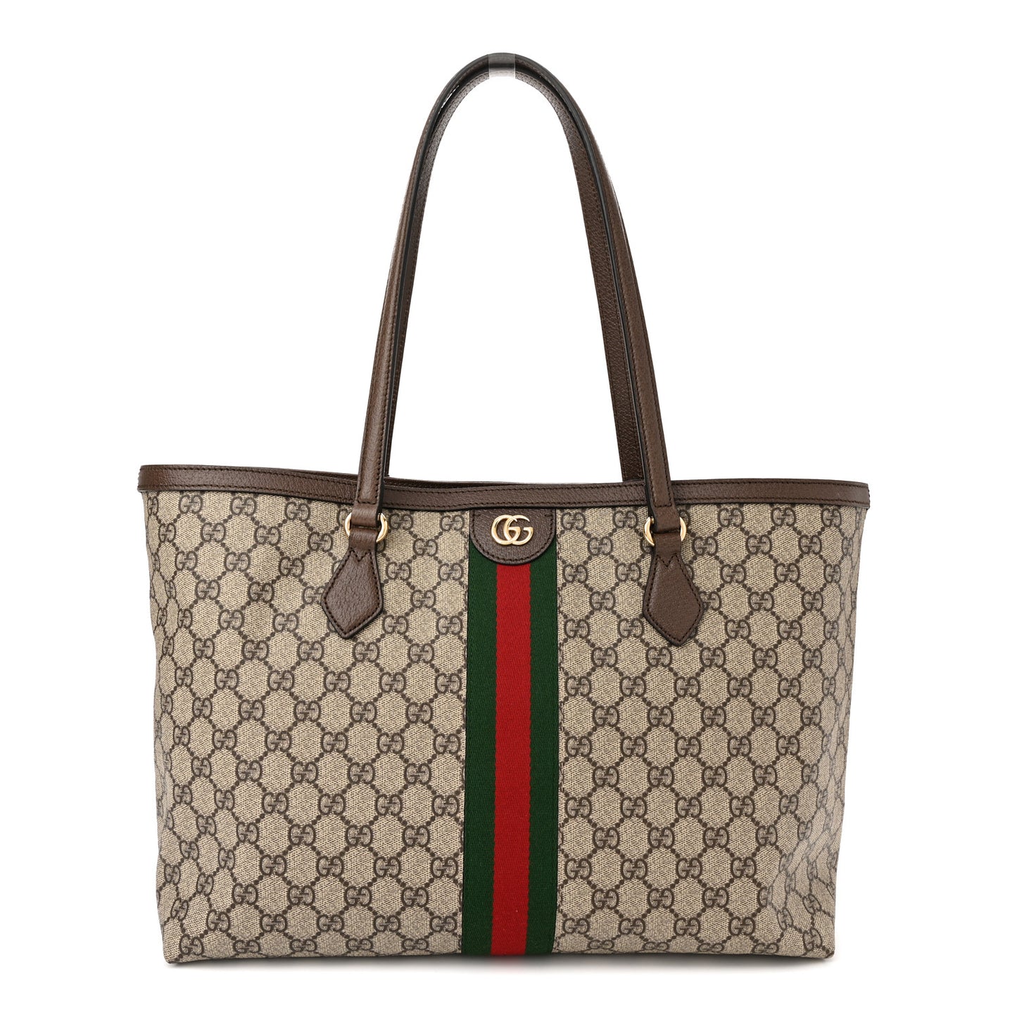 GG Supreme Monogram Medium Ophidia Shopping Tote Brown