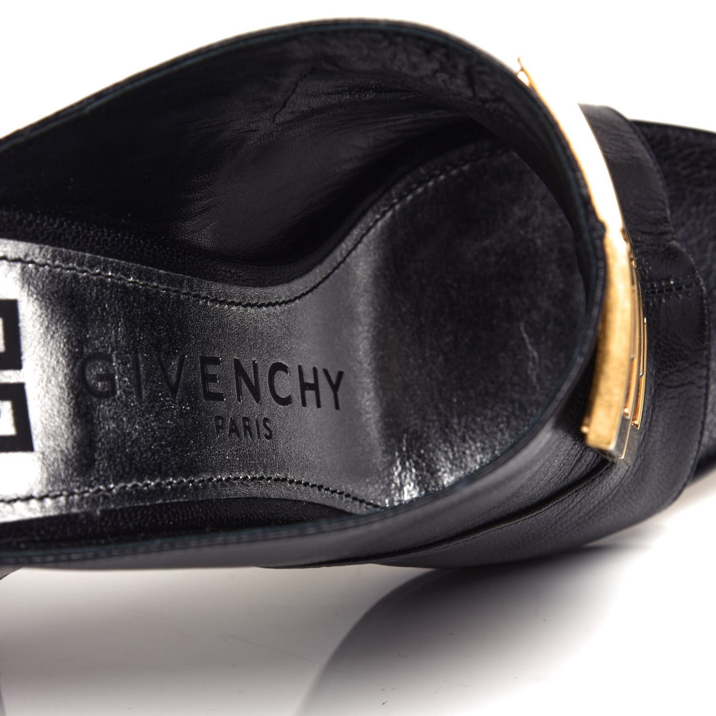 Grained Goatskin 4G Logo Mules 38 Black