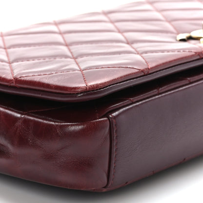 Chanel Calfskin Quilted Gold Bar Flap Burgundy 9 of 10