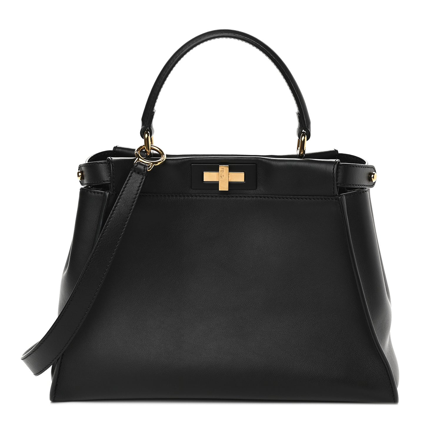 Vitello Seta Shiny Nappa Medium Peekaboo Iconic Satchel Black