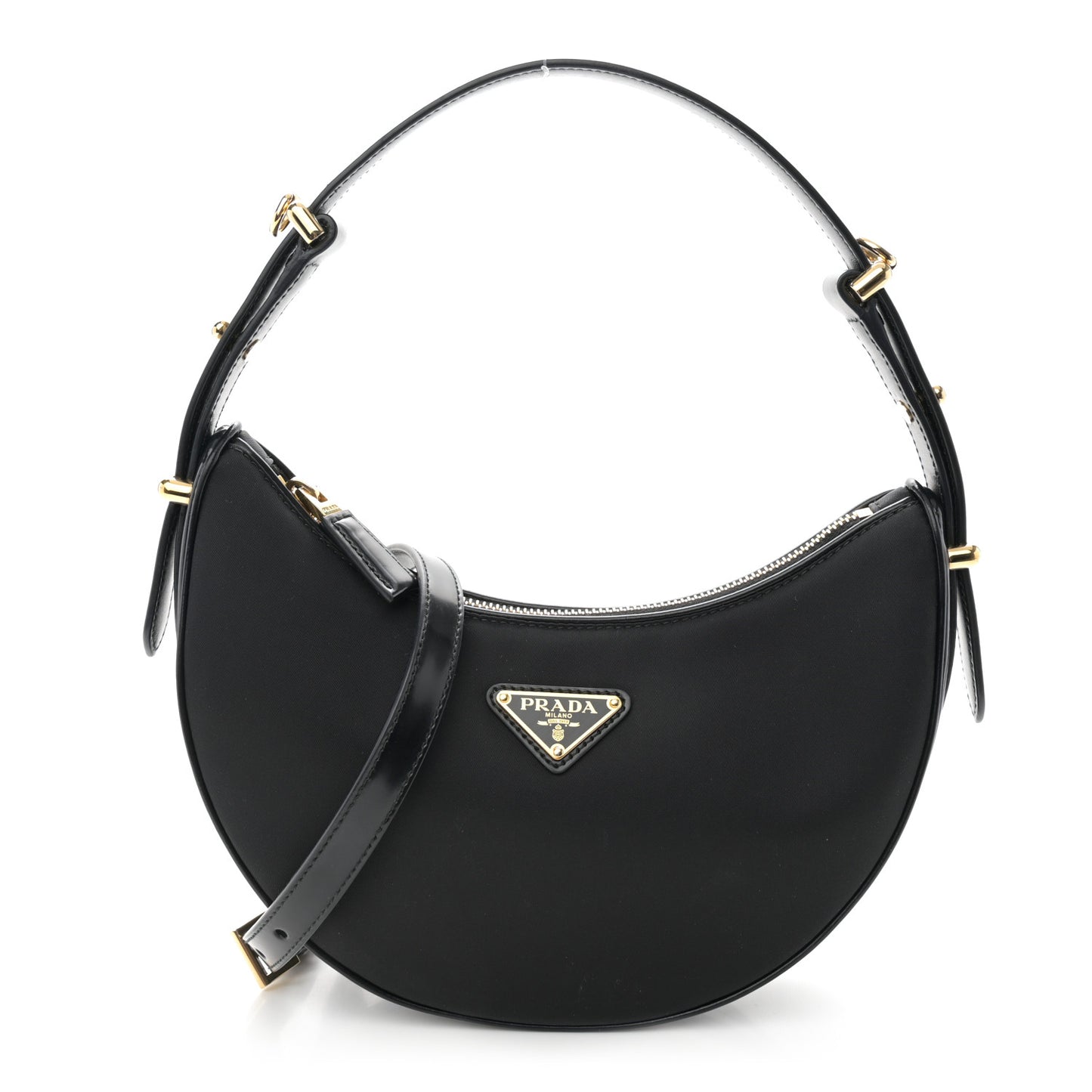 Re-Nylon Spazzolato Small Arque Shoulder Bag Black