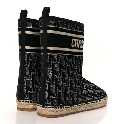 Christian Dior Velvet Oblique Granville Espadrille Boots 38.5 Deep Blue 4 of 7
