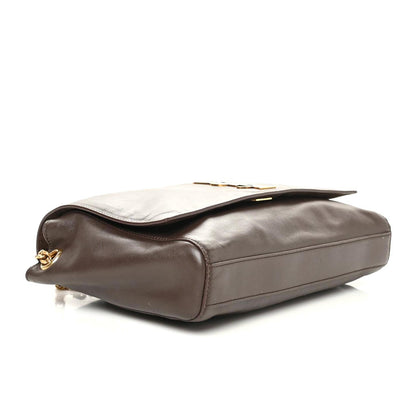 Saint Laurent Smooth Calfskin Suede Medium Reversible Monogram Kate Satchel Military Brown 4 of 15