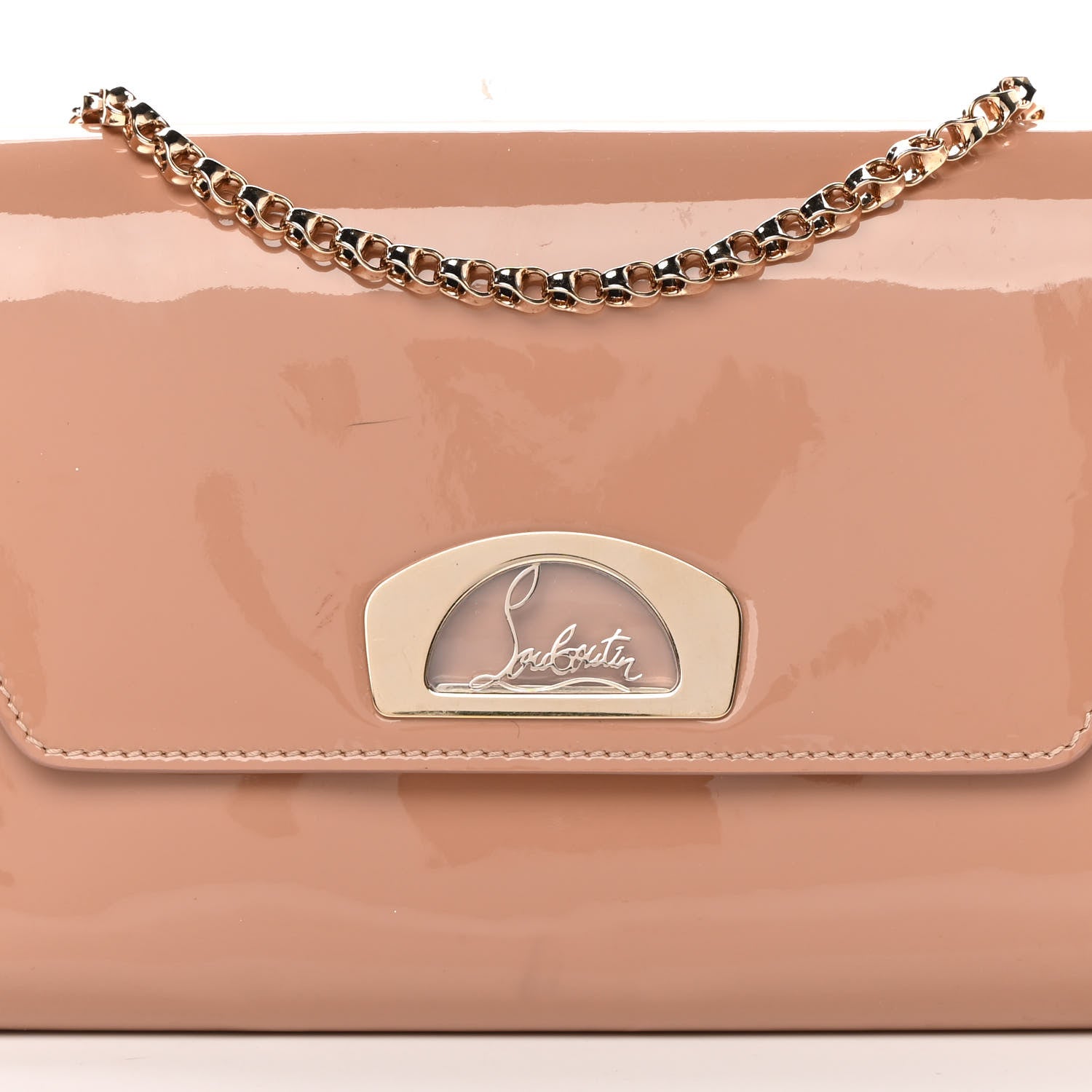 Christian Louboutin Patent Vero Dodat Clutch Nude 7 of 16