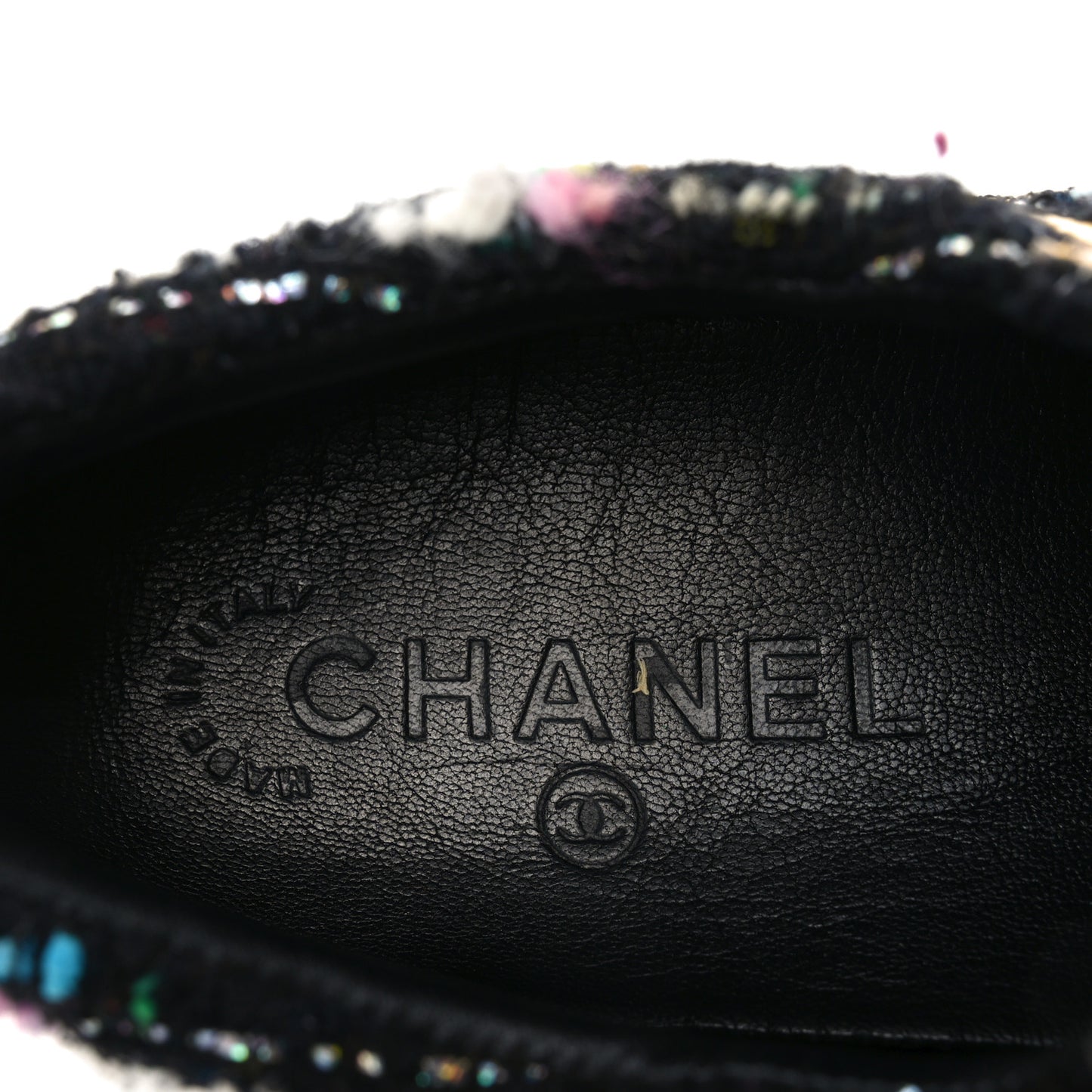 Tweed Lambskin Runway Sneakers 39.5 Black Multicolor