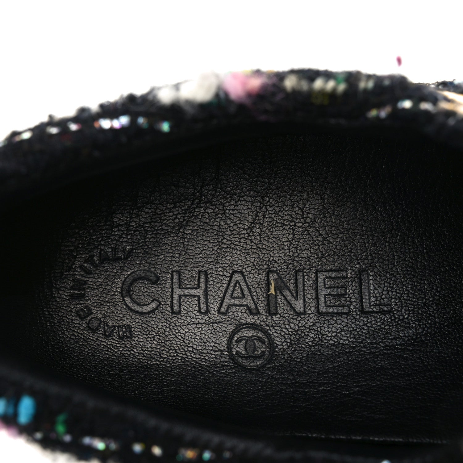 Chanel Tweed Lambskin Runway Sneakers 39.5 Black Multicolor 8 of 9