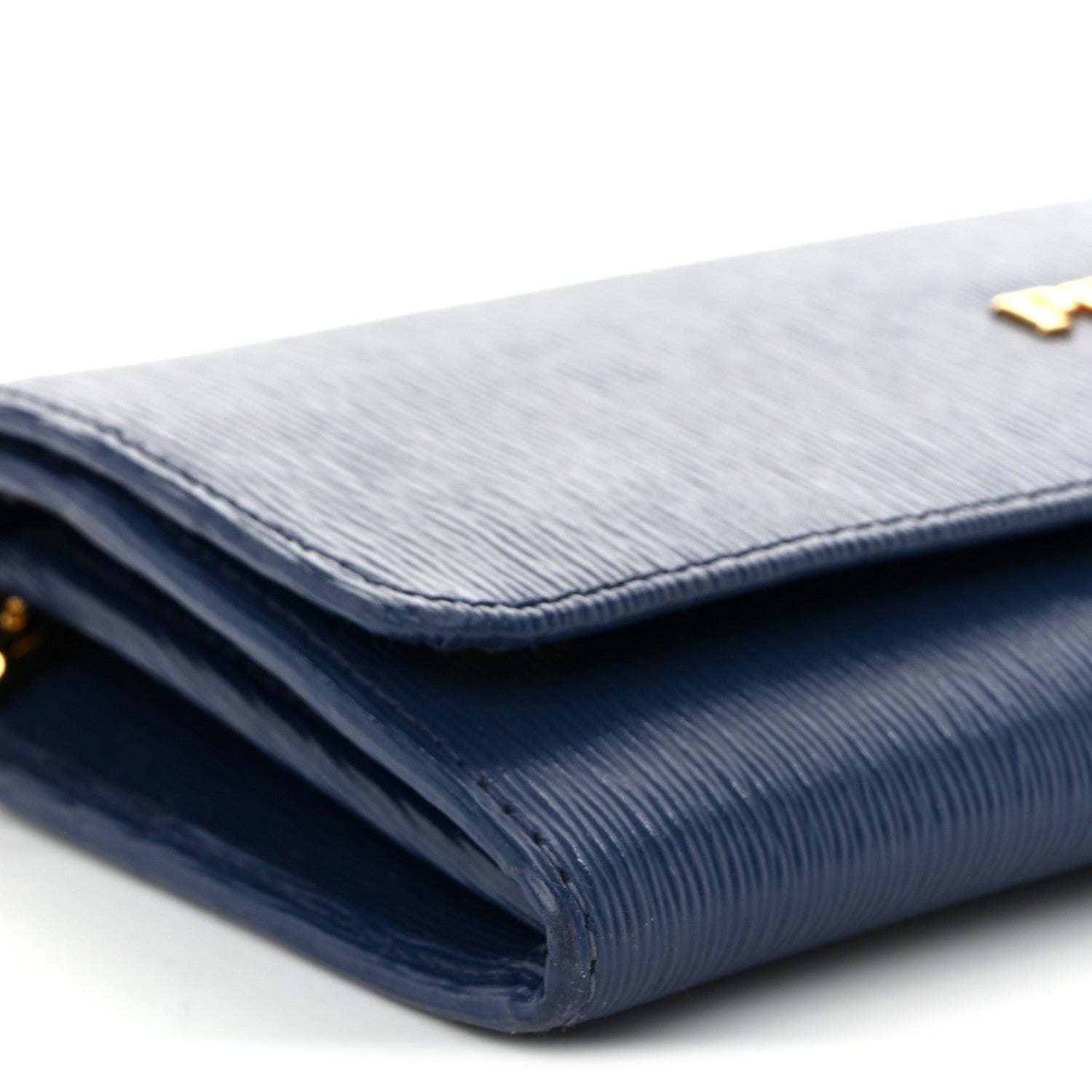 Prada Vitello Move Metal Oro Chain Wallet Bluette 10 of 11