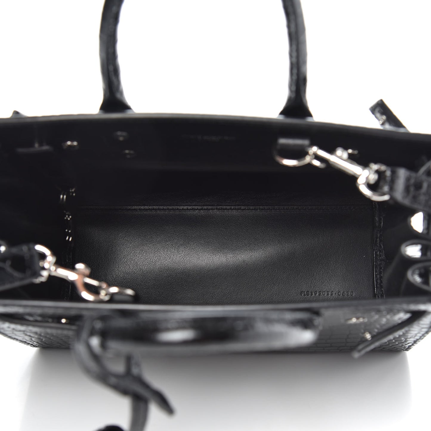 Calfskin Crocodile Embossed Nano Sac De Jour Black