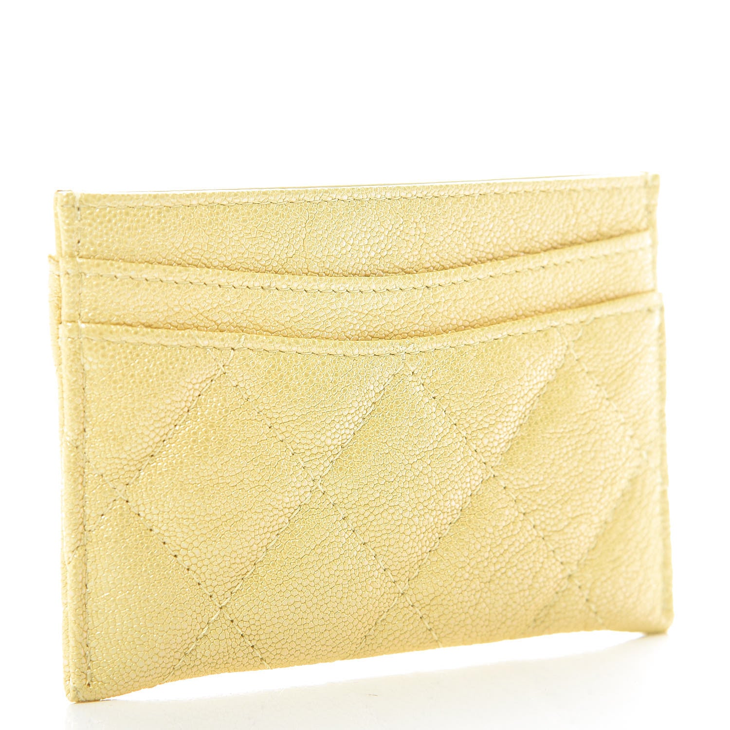 Chanel Iridescent Caviar Quilted Card Holder Yellow 3 of 9