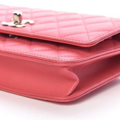 Chanel Lambskin Quilted Trendy CC Wallet On Chain WOC Bright Pink 11 of 12