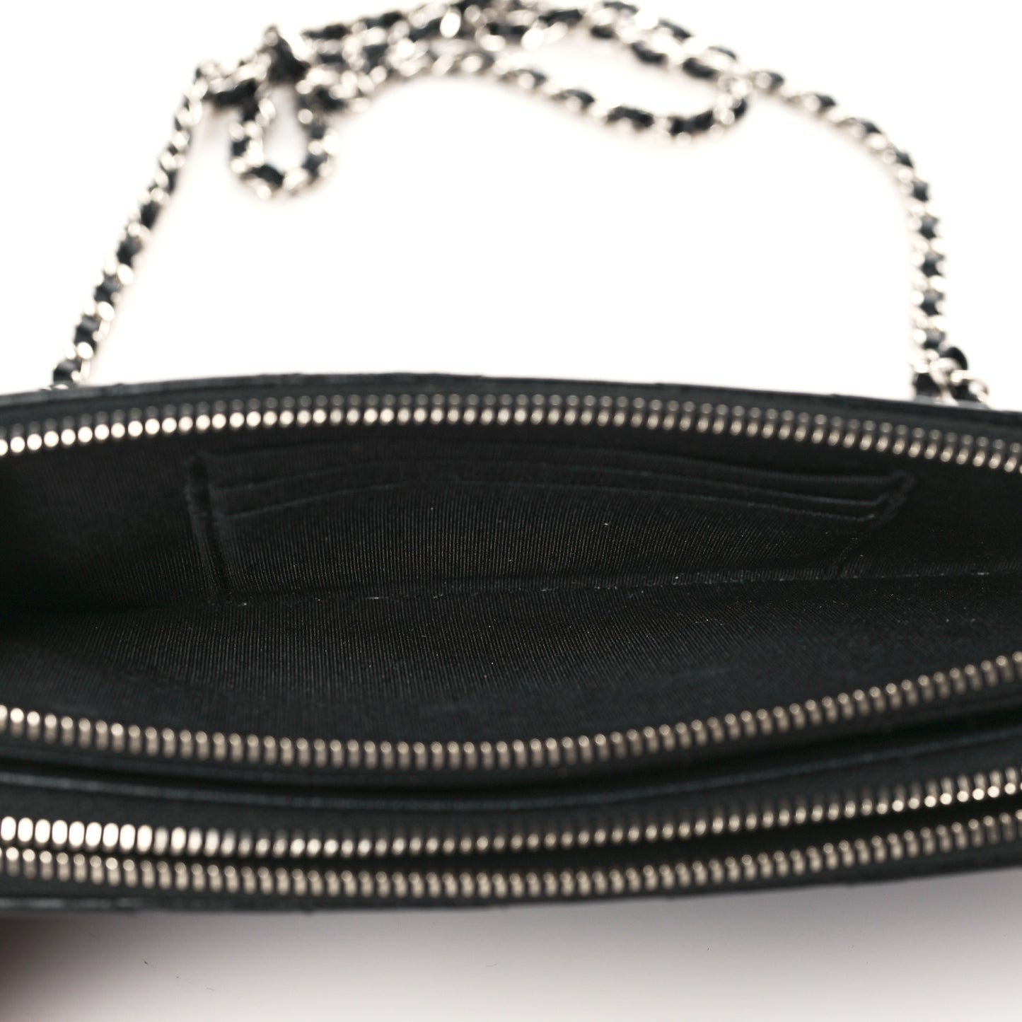 Lambskin Chevron Quilted Studded Clutch With Chain Black