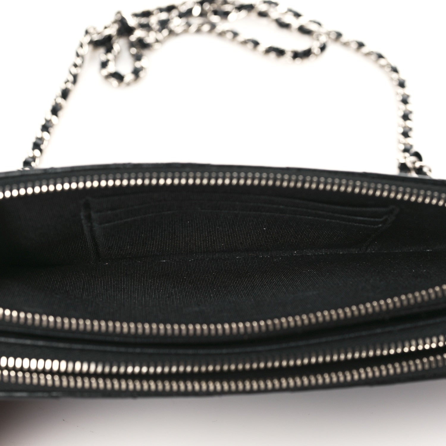 Chanel Lambskin Chevron Quilted Studded Clutch With Chain Black 5 of 13
