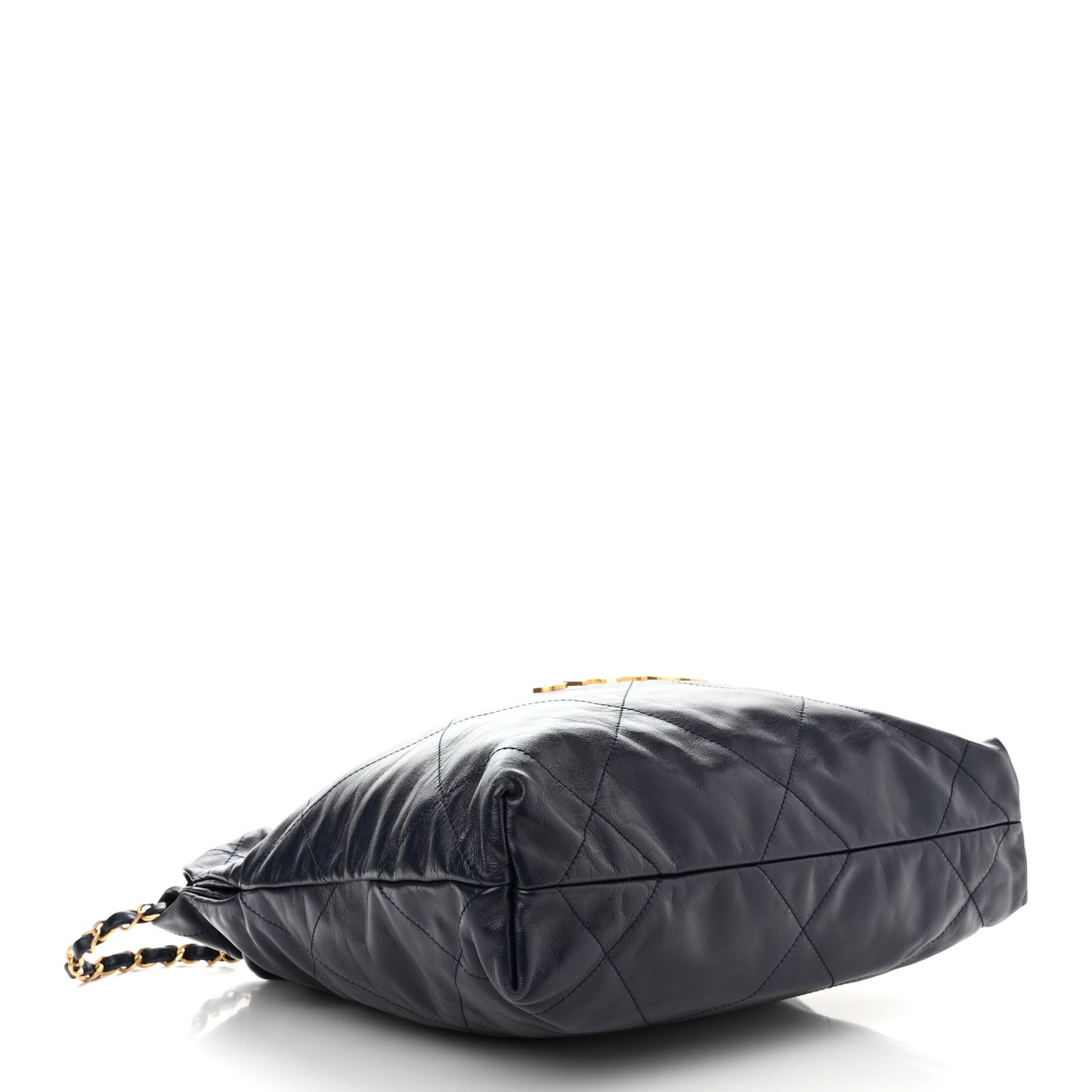 Shiny Calfskin Quilted Small Chanel 22 Navy