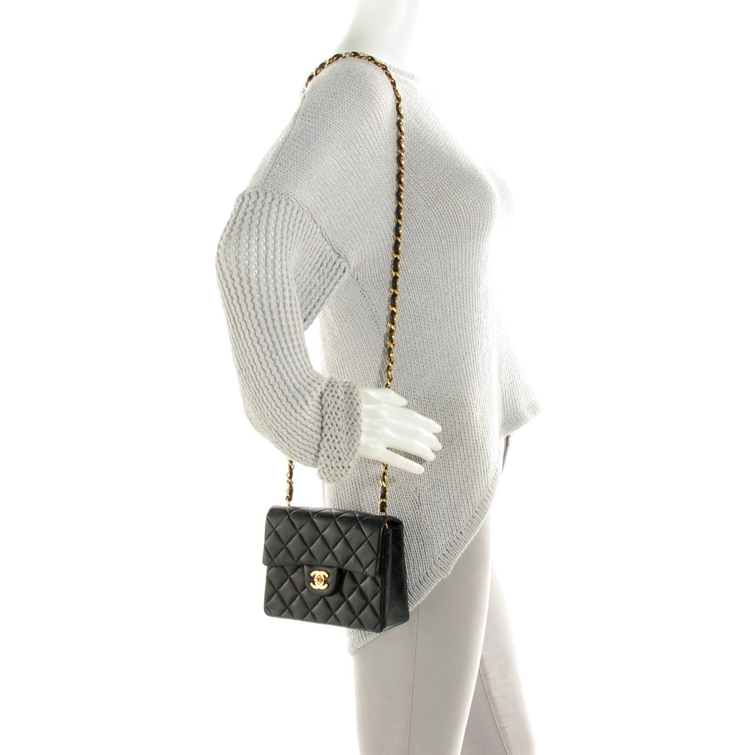 Chanel Lambskin Quilted Mini Square Flap Black 6 of 18