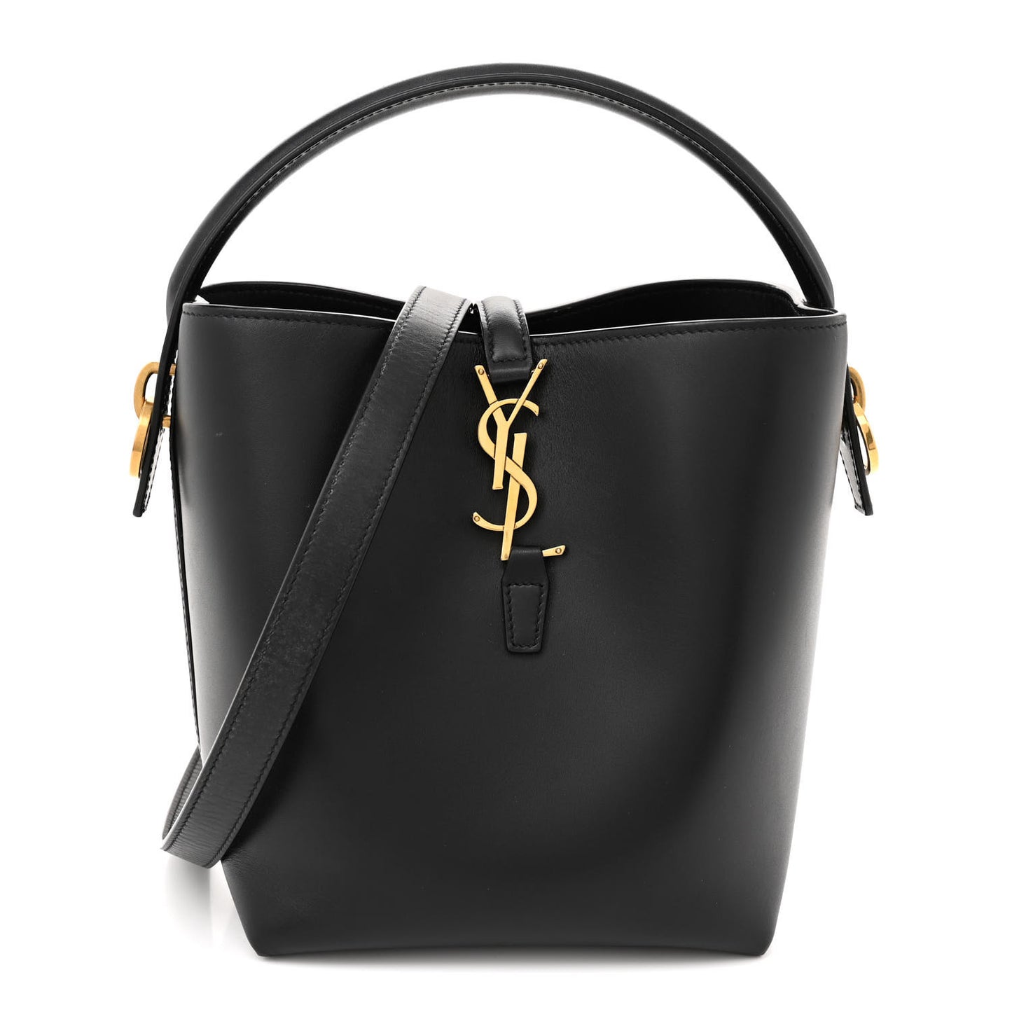 Shiny Calfskin Le 37 Bucket Bag Black